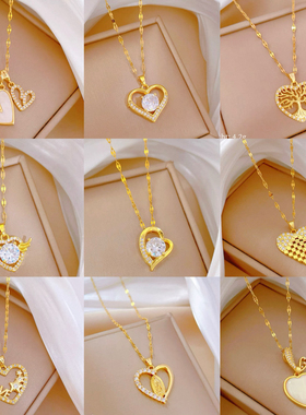 【钛钢】1新款爱心满钻防掉色防过敏简约气质项链网红锁骨链配饰