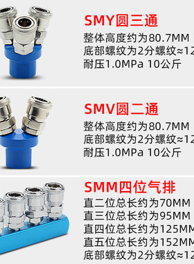 排气多管路底座新款C式快速自锁接头SML2 3 4 5 圣诞节元旦半价