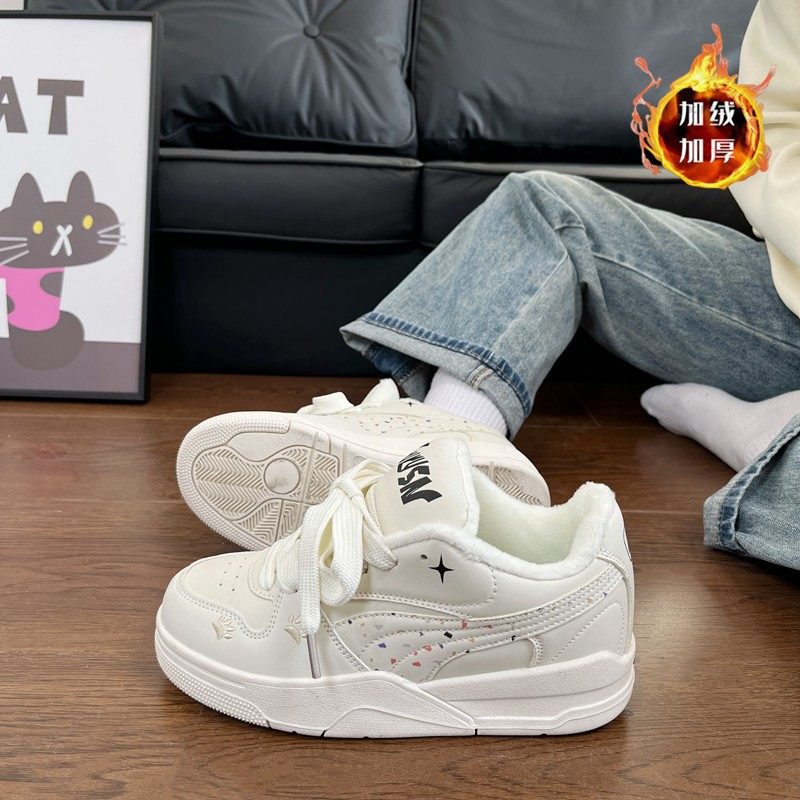 原创小众韩版米色厚底面包鞋女鞋2025冬季新款百搭校园风休闲板鞋,女鞋,时尚休闲鞋,淘宝优惠券,粉丝福利购,淘宝优惠卷