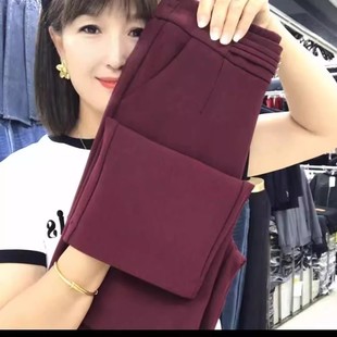 春秋高档百搭显瘦小个子烟管裤时尚休闲裤洋气安可拉红直筒九分裤