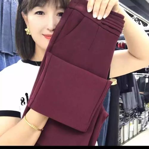 洋气安可拉红直筒九分裤