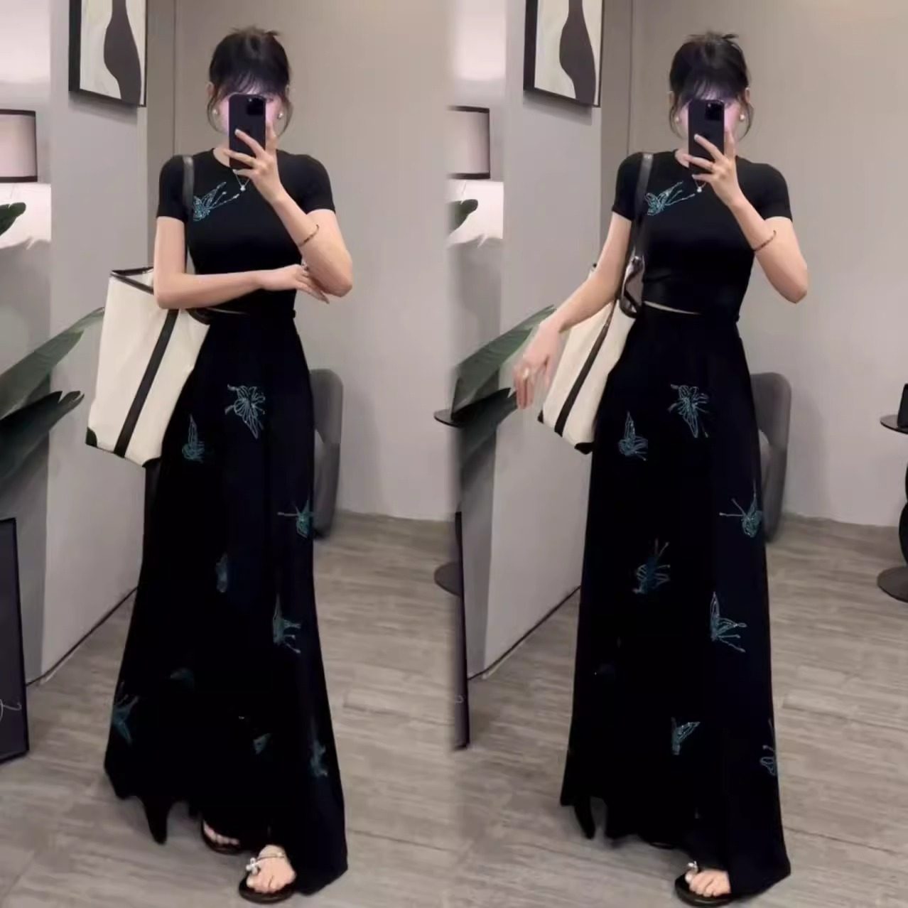 韩版蝴蝶结烫钻休闲套装2025夏季新款圆领短袖上衣高腰显瘦半身裙,女装/女士精品,时尚套装,淘宝优惠券,粉丝福利购,淘宝优惠卷