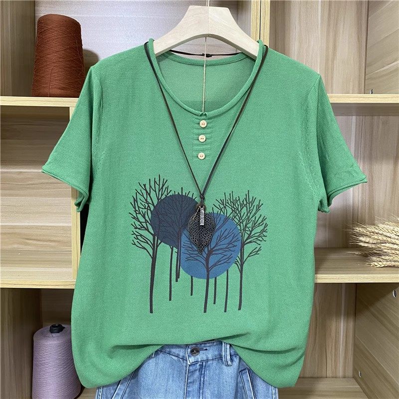 2023夏季宽松短袖女装纯棉线透气不粘身t恤中青休闲宽松不起球衫,女装/女士精品,T恤,淘宝优惠券,粉丝福利购,淘宝优惠卷