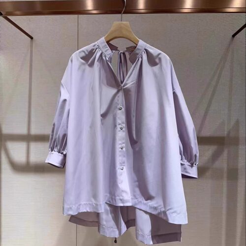 JR 专柜正品2026春季新款设计感V领灯笼袖长款衬衫上衣女Q106403E