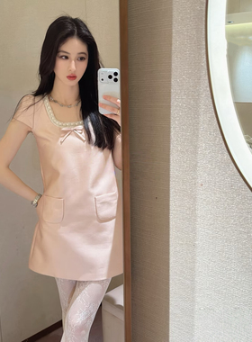 JR 专柜正品 2026夏季新款 甜美短袖方领蝴蝶结连衣裙 XSJ3L17D