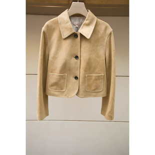 绒面羊皮皮衣短款 2026春新款 麂皮外套女XSJ1V01C 赵露思同款
