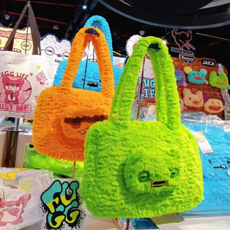 现货正版fuggler卡通萌牙怪兽托特包女可爱大容量多功能手提包