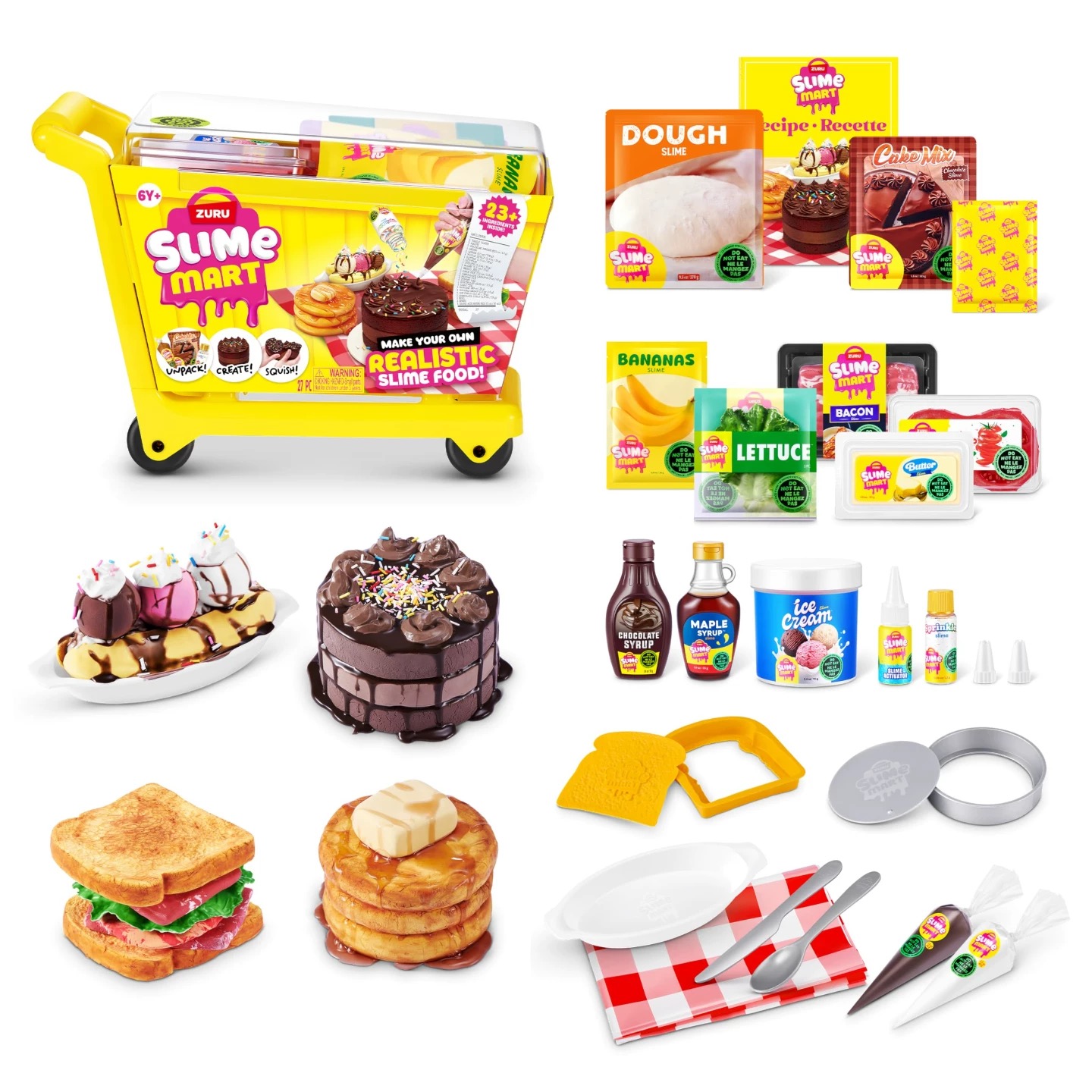 ZURU泥泥手作购物篮捏捏微缩食玩