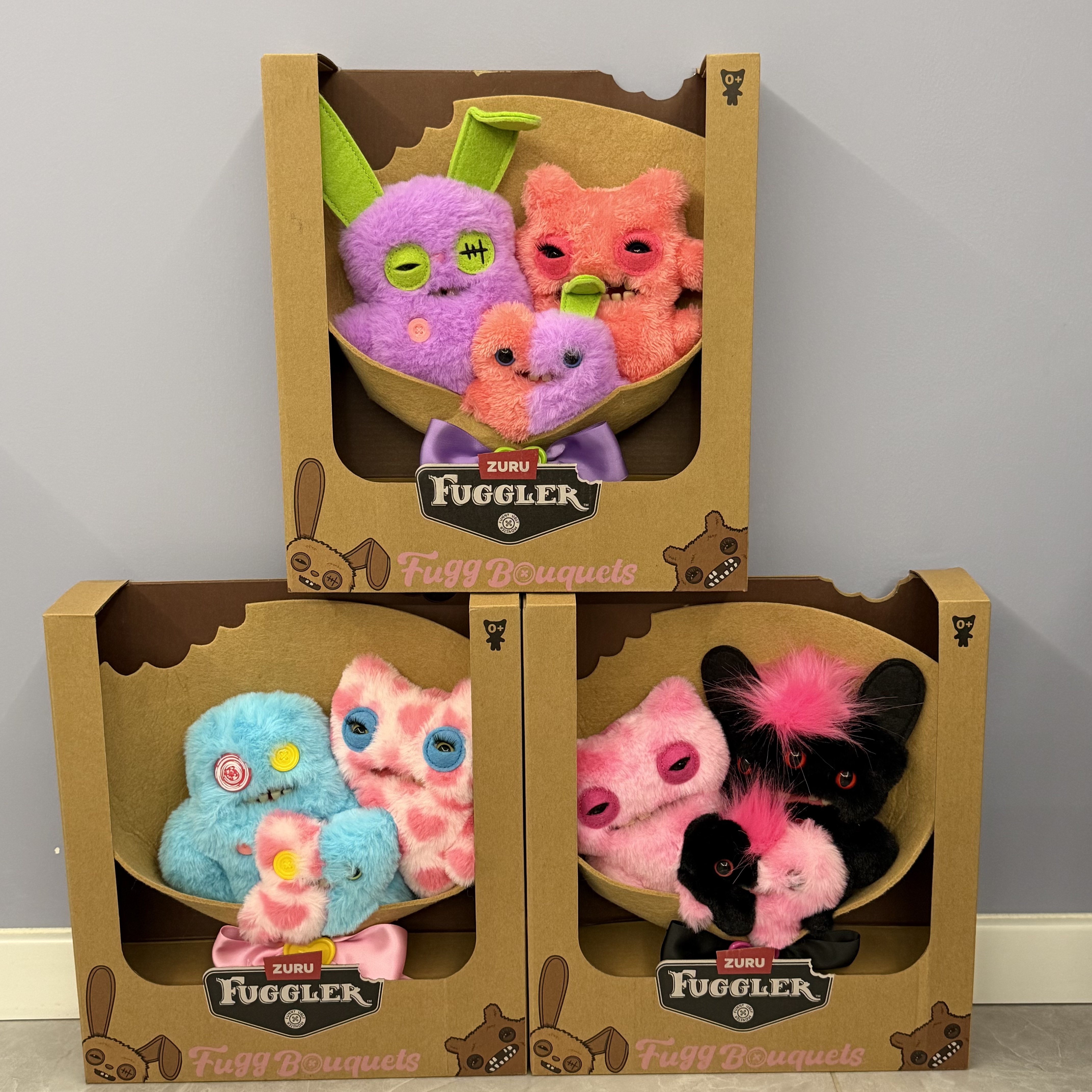 新版fuggler萌牙怪兽之花束系列丑萌可爱情侣毛绒玩具礼物