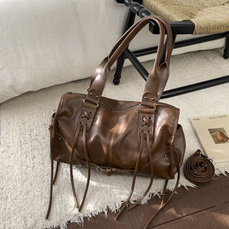 手提机车废土包包2025新款韩系秋冬复古托特大容量腋下斜挎包