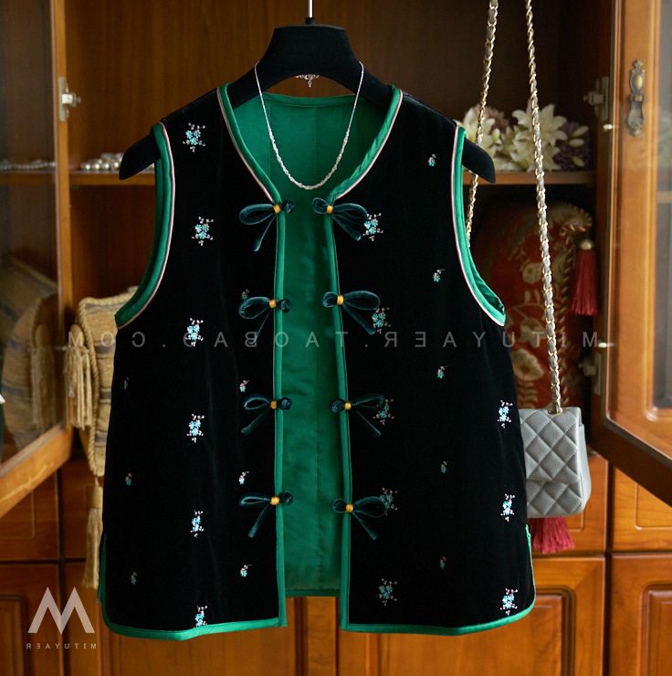 丝绒轻中式马甲中式马甲背心