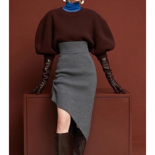 外贸撤回套装 高级感姐系贵感气质栗子色上衣半身裙两件套 女秋爆款