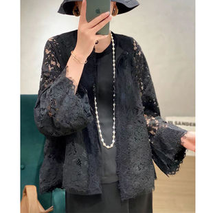 外套开衫 大品牌外贸撤柜女装 空调衫 防晒衫 宽松镂空钩花睫毛蕾丝衫