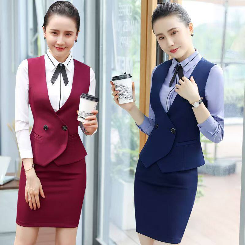 2024春秋新款职业套装女OL时尚套裙修身商务面试正装美容院工作服