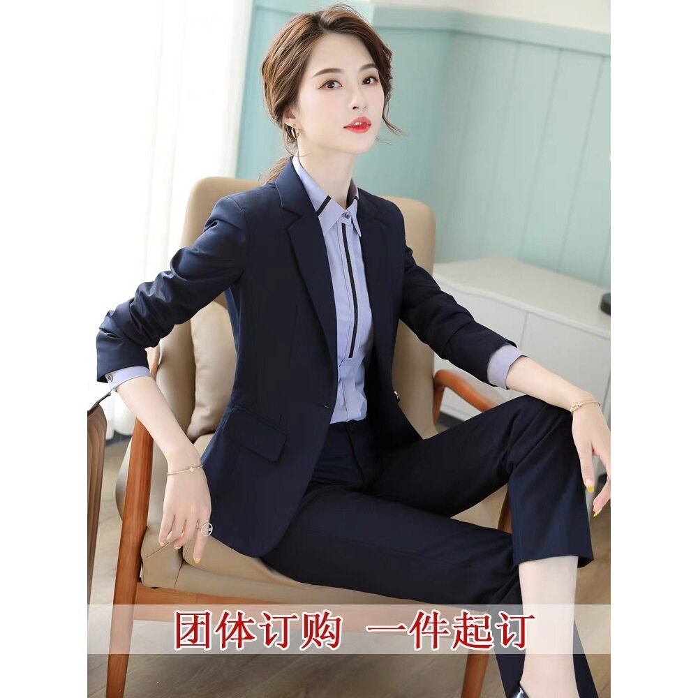 西装外套女职业正装套装大学生长袖气质高档黑色小西服面试工作服