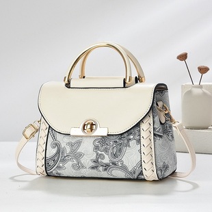 品牌女士手提包2024新款时尚潮流压花纯色款百搭休闲单肩斜挎女包