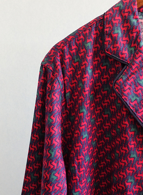 ANYW春夏紫色麋鹿宽松舒适梭织棉布长袖翻领对襟女士睡裙睡衣大码