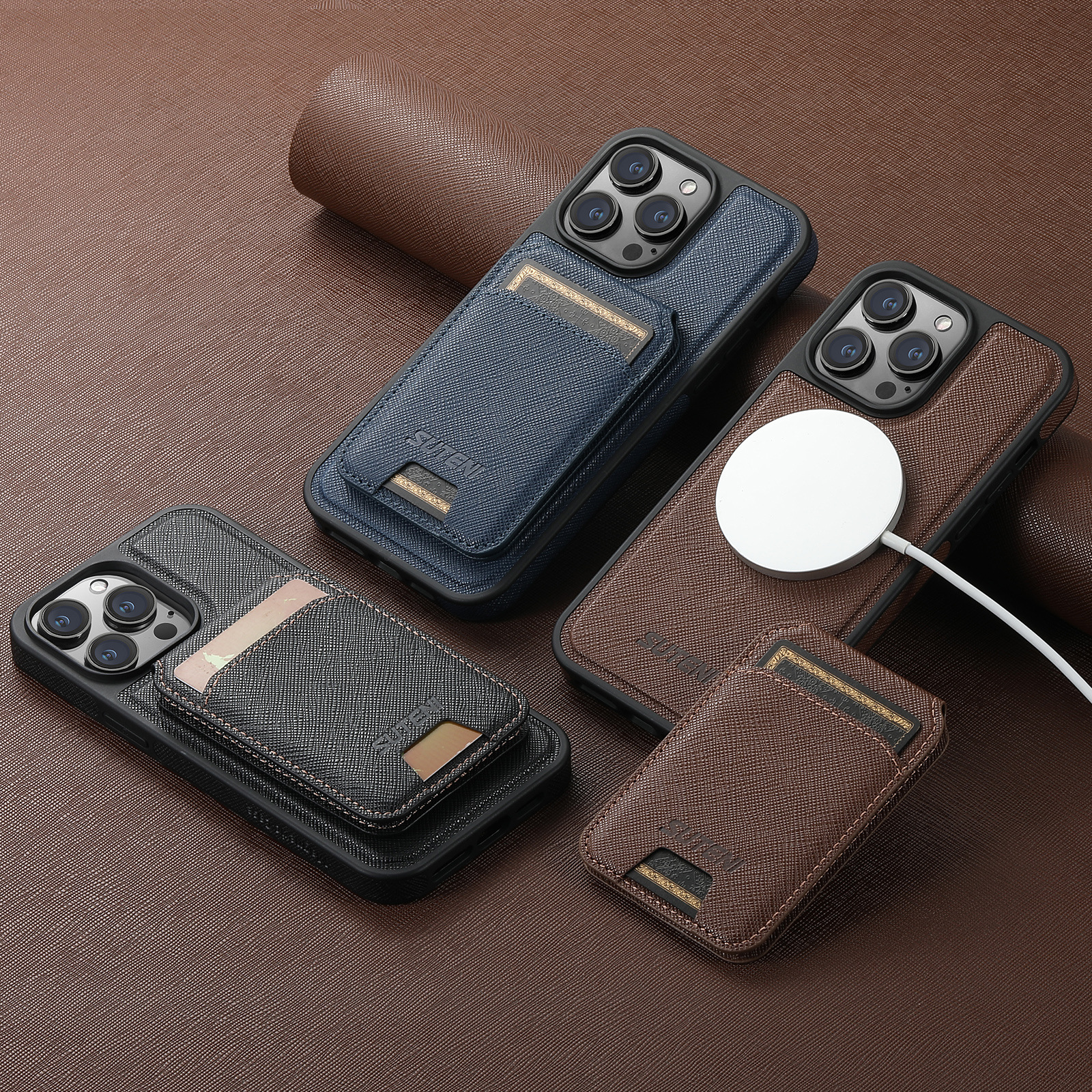 2026iPhone16Pro无线充电MagSafe手机壳插卡包支架磁吸二合一皮套