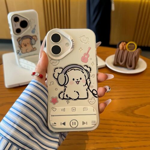 适用华为P50手机外壳可爱耳机小狗P60支架卡通镜子P60Pro女生全包防摔硅胶P30超薄新款保护套