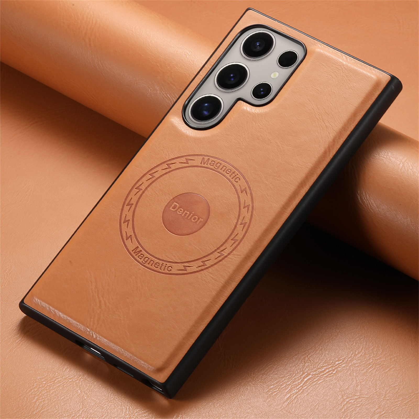 2026or适用三星S25Ultra插卡支架手机皮革套magsafe磁吸S24手机壳