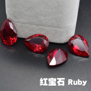 5A红宝石裸石水滴形鸽血红戒面宝石梨形红色戒指吊坠耳钉配石