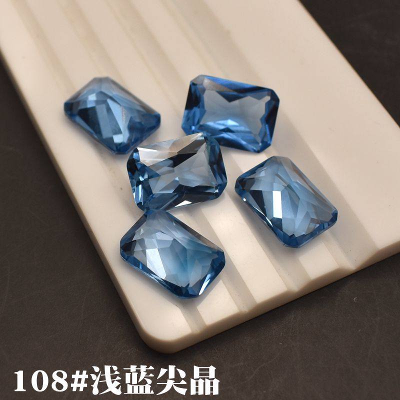 108浅蓝尖晶宝石长方形浅蓝宝石戒面裸石珠宝配石耳坠耳环耳钉diy