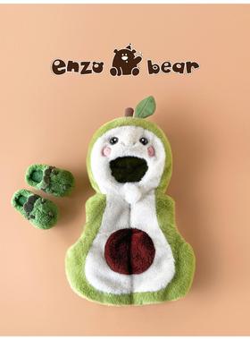 Enzo Bear 果宝 儿童高定款连帽加绒加厚牛油果毛毛马甲 EZD2442