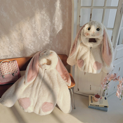 恩佐熊 儿童高定款亲子连帽加绒加厚小兔几毛毛外套 EZD2429