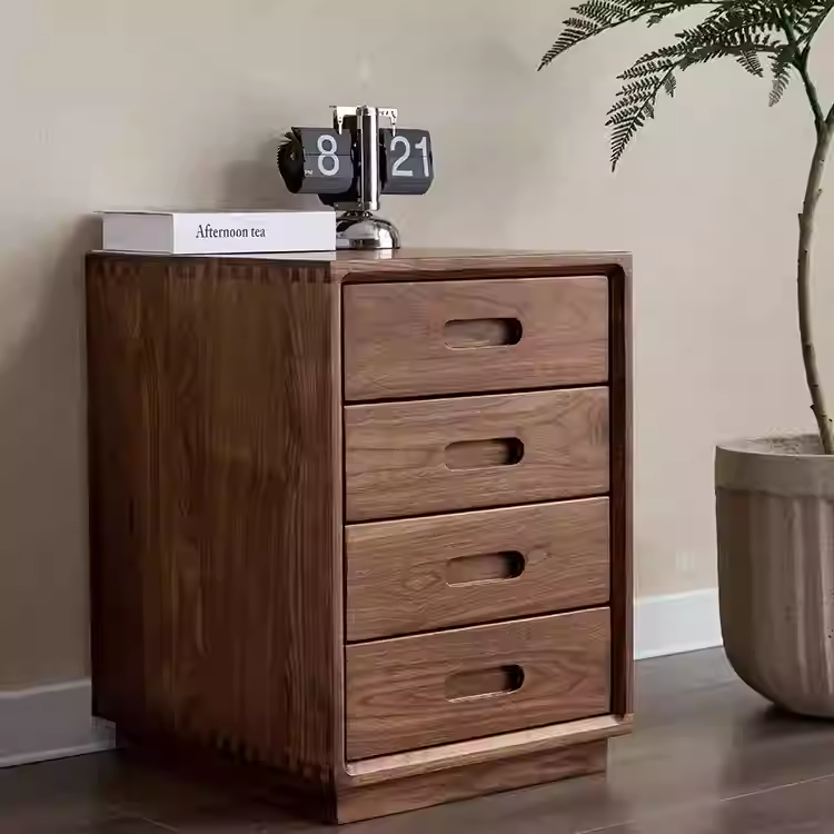 璐璐木业黑胡桃木多功能四斗柜