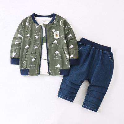2025秋季新款男童卡通三件套