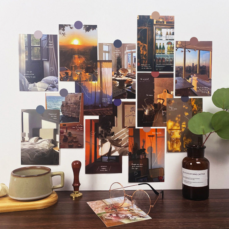 北欧文艺小资墙面装饰贴纸明信片风景美食美妆美甲拍照背景道具ins