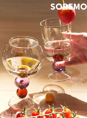 SOREMO 专利珠宝杯酒杯耐热高硼硅玻璃高脚杯送礼物复古设计感ins