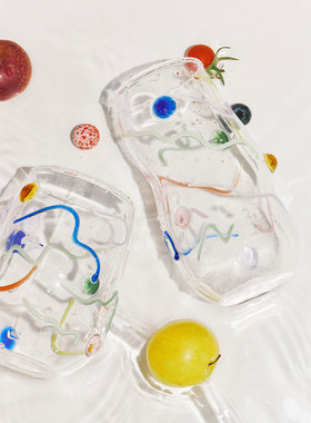SOREMO 原创糖渣玻璃杯全手工可爱彩色水杯ins设计感高颜值礼物
