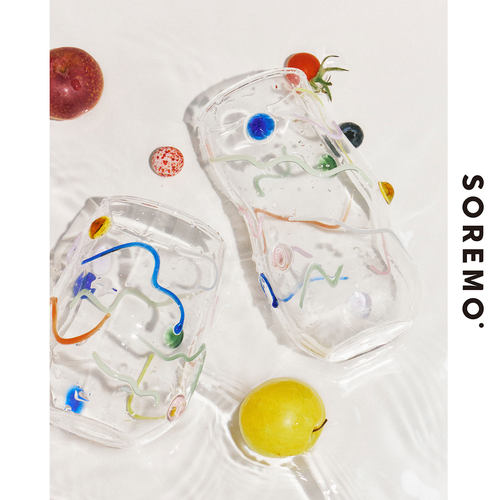 SOREMO玻璃杯彩色玻璃糖渣杯礼物