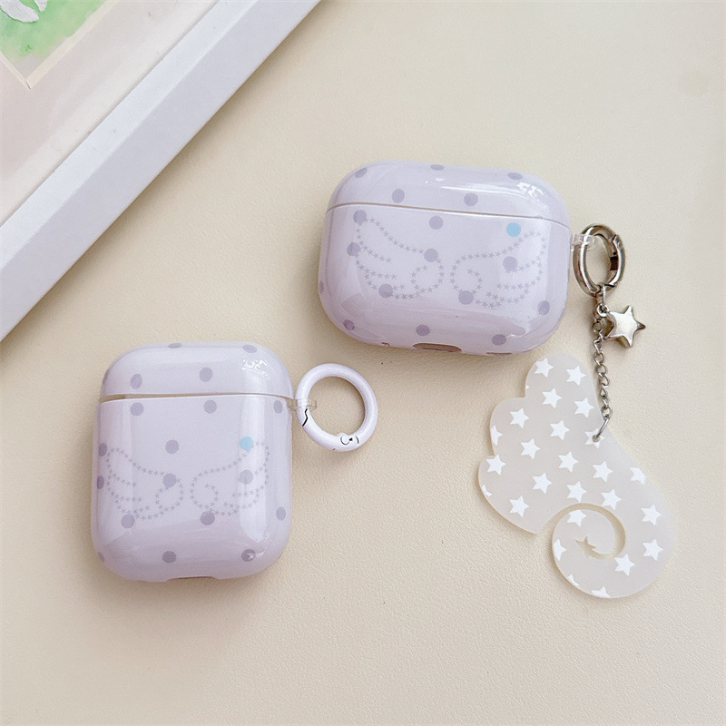 极简波点星星翅膀挂件适用Airpods4/pro3耳机保护壳套二三代新款