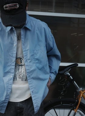 【代购】ANACHRONORM 26ss Stripe shirts颜料喷绘竖条纹廓形衬衫