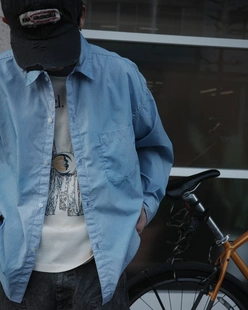 26ss 代购 ANACHRONORM shirts颜料喷绘竖条纹廓形衬衫 Stripe