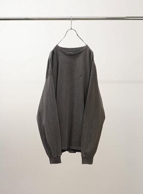 【代购】ANCELLM 25aw Embroidery dyed ls t-shirt 染色做旧T恤