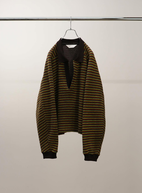 【代购】ANCELLM 25aw Border skipper shirt 羊毛船长领针织衫