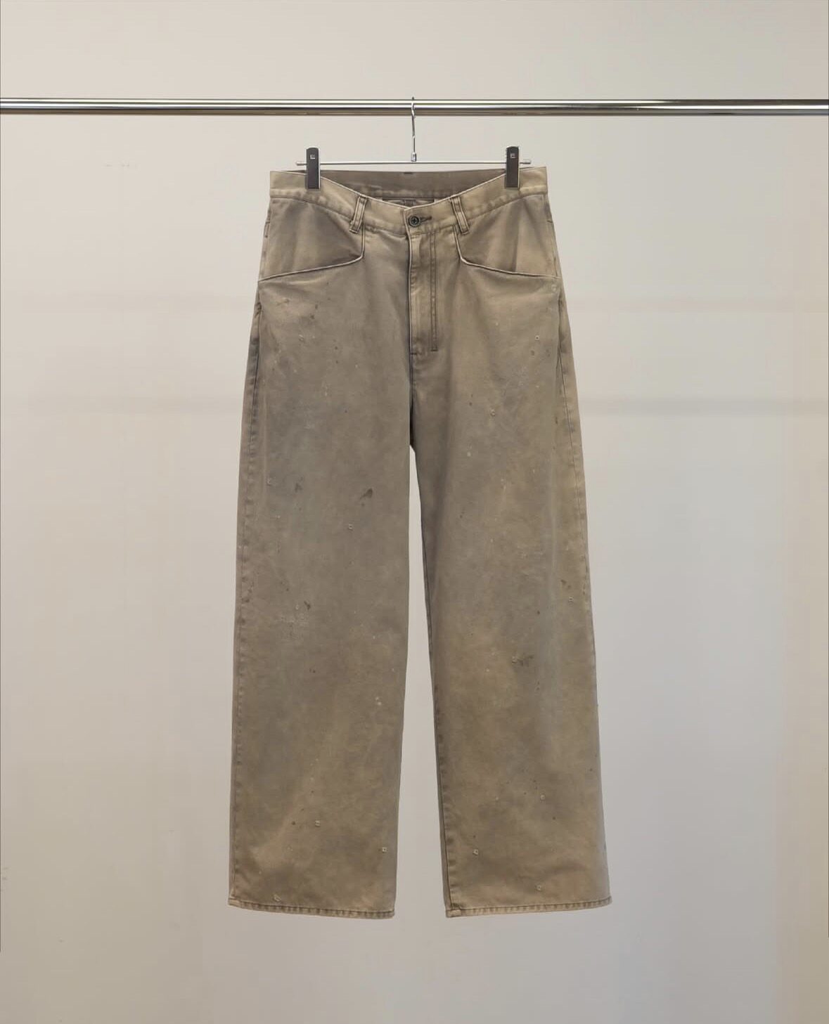 【代购】ANCELLM 26ss Chino wide slacks染色西裤剪裁直筒卡其裤