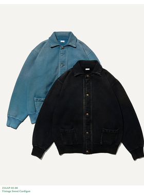 【代购】APRESSE 25aw Sweat cardigan 复古水洗做旧开衫卫衣