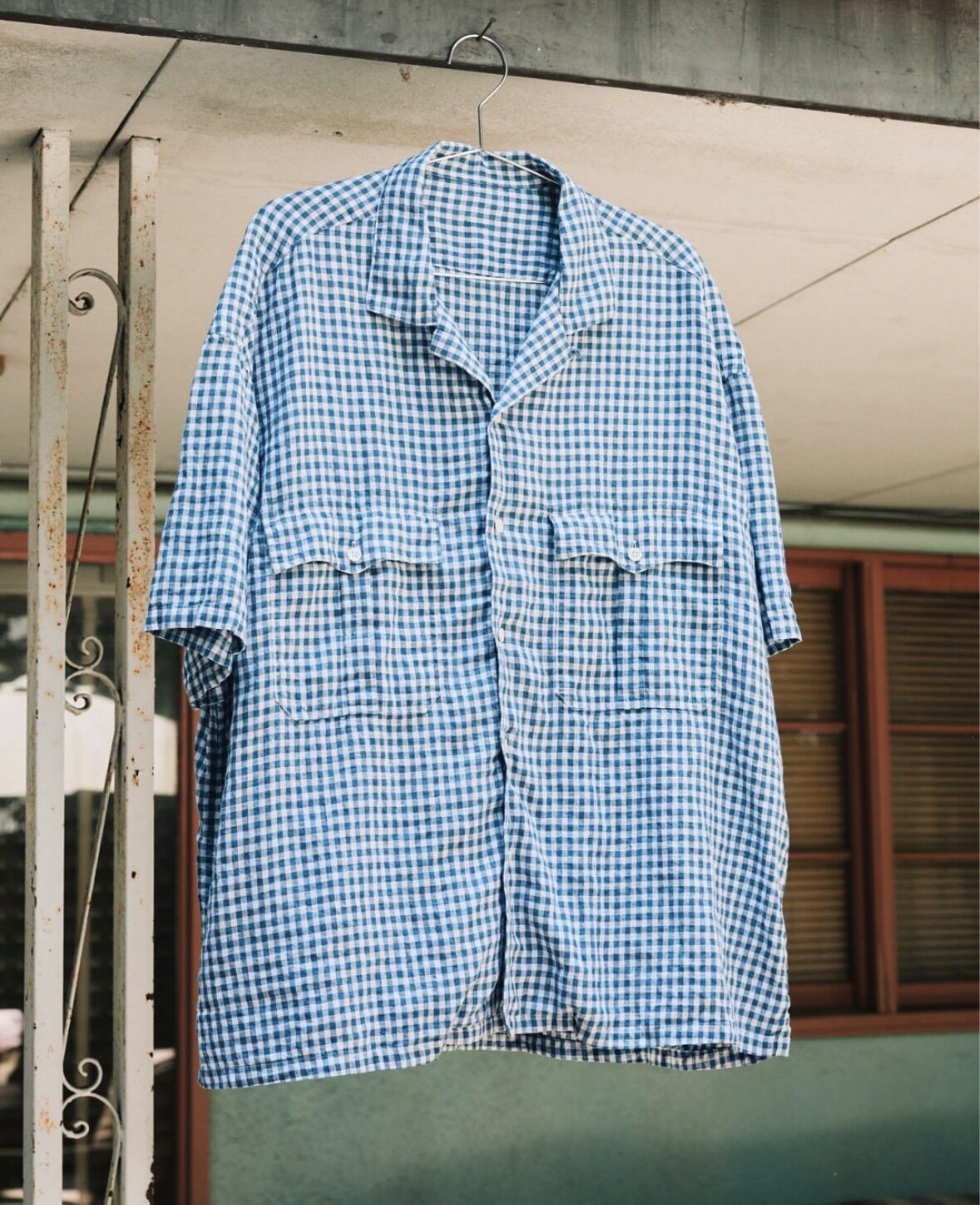 【代购】PORTER CLASSIC 26ss Gingham check shirt 亚麻短袖衬衫