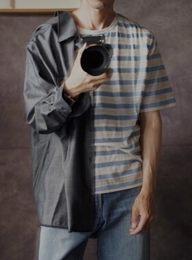 【代购】MAATEEANDSONS 26ss Border pocket tee 轻薄条纹短袖T恤