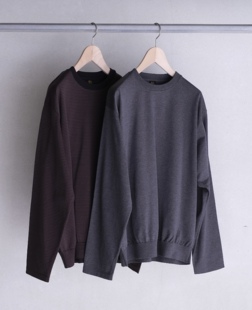 【代购】BATONER 26aw Blousing crewneck 垂坠轻薄棉圆领长袖T恤