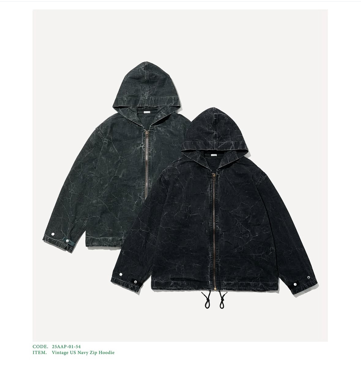 【代购】APRESSE 25aw Vintage us navy zip hoodie复古连帽夹克