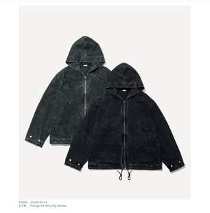 25aw Vintage zip APRESSE navy hoodie复古连帽夹克 代购