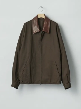 【代购】SSSTEIN 26ss Chino zip jacket 硫化染起毛加工皮领夹克