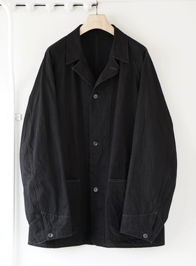 【代购】COMOLI 25aw Blackdenim work jacket 黑色牛仔工装夹克