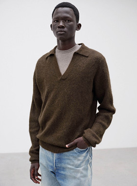 【代购】AURALEE 25aw Knit skipper polo 羊驼毛船长领针织衫