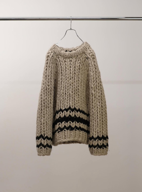 【代购】ANCELLM 25aw Chunky knit 手编粗织短款套头针织衫